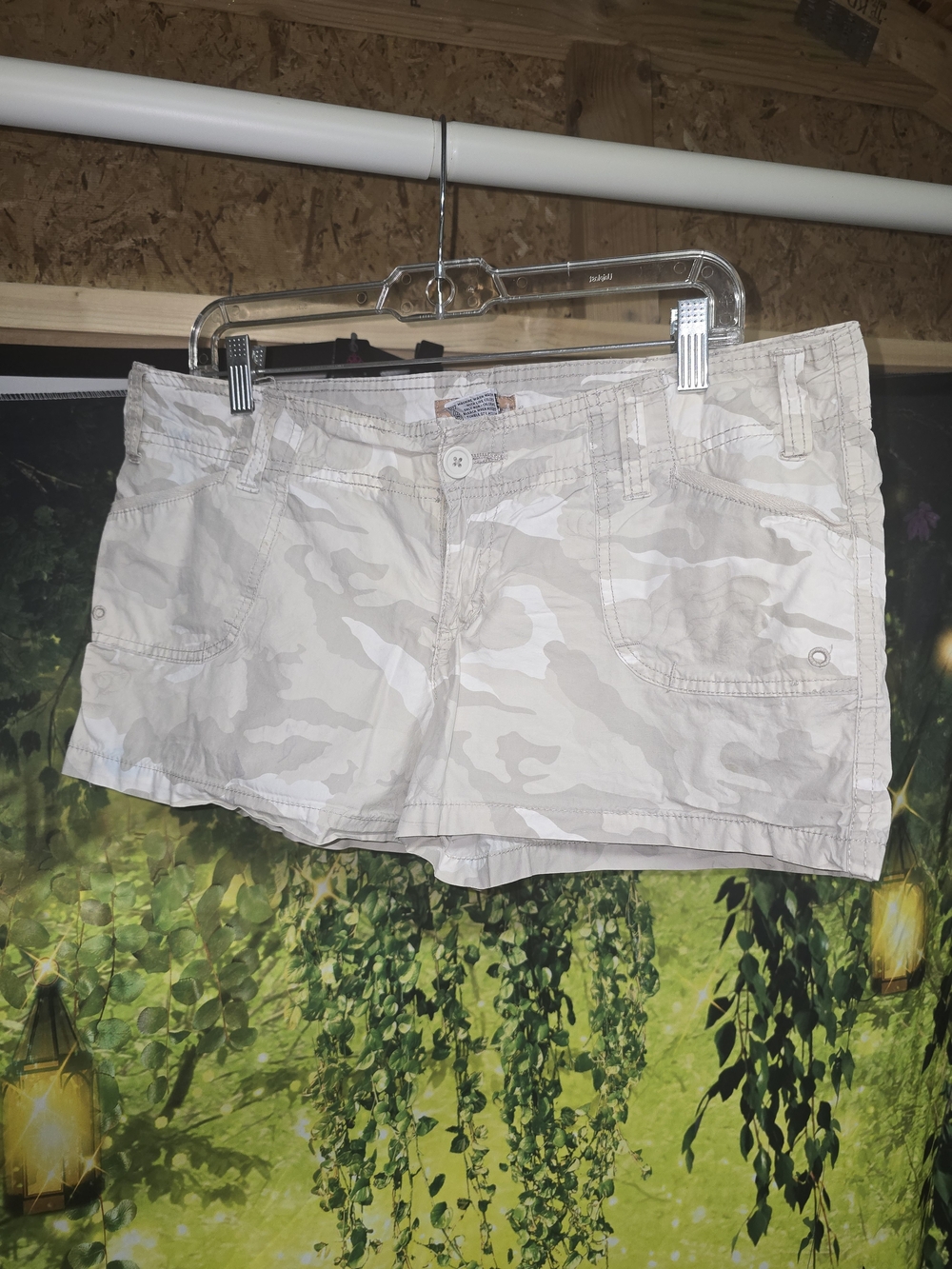 #157 NOBO Women's Cream Camo Jean Shorts